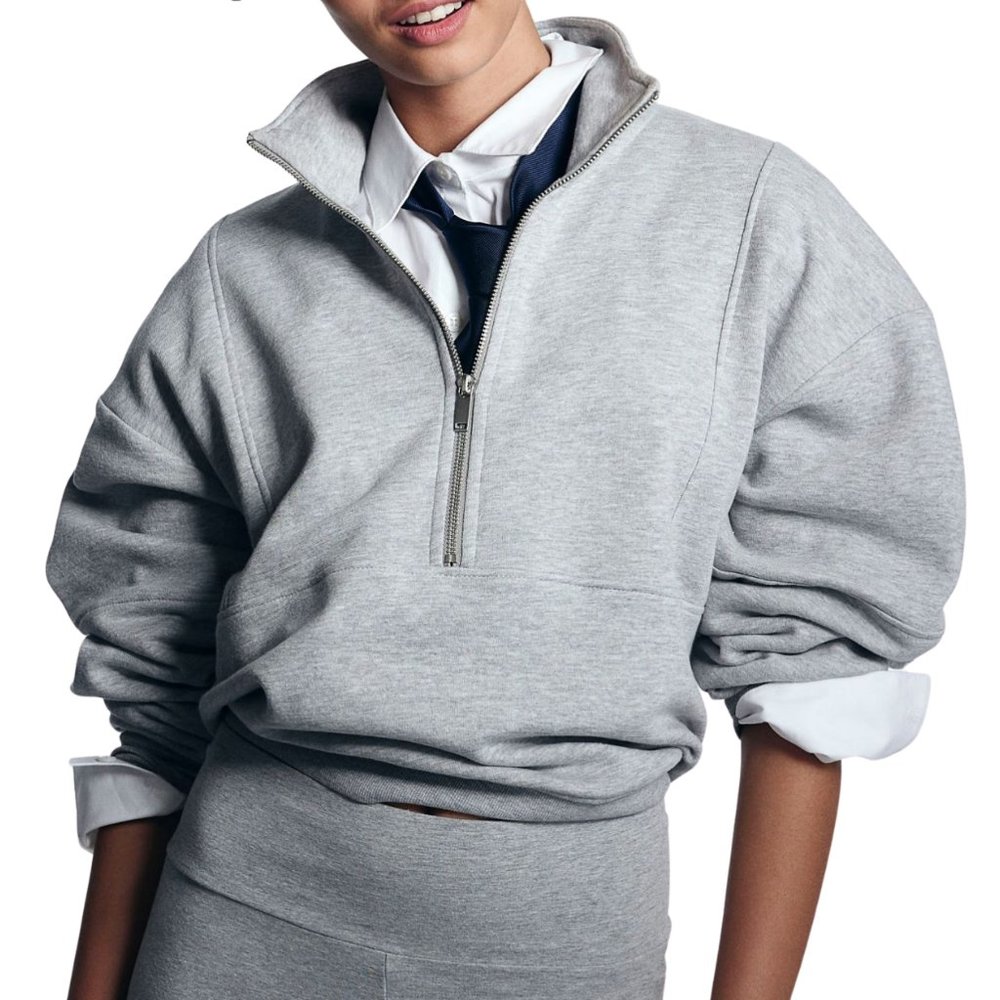 Women's H&M Grey Mock Neck Zip Sweatshirt Size S